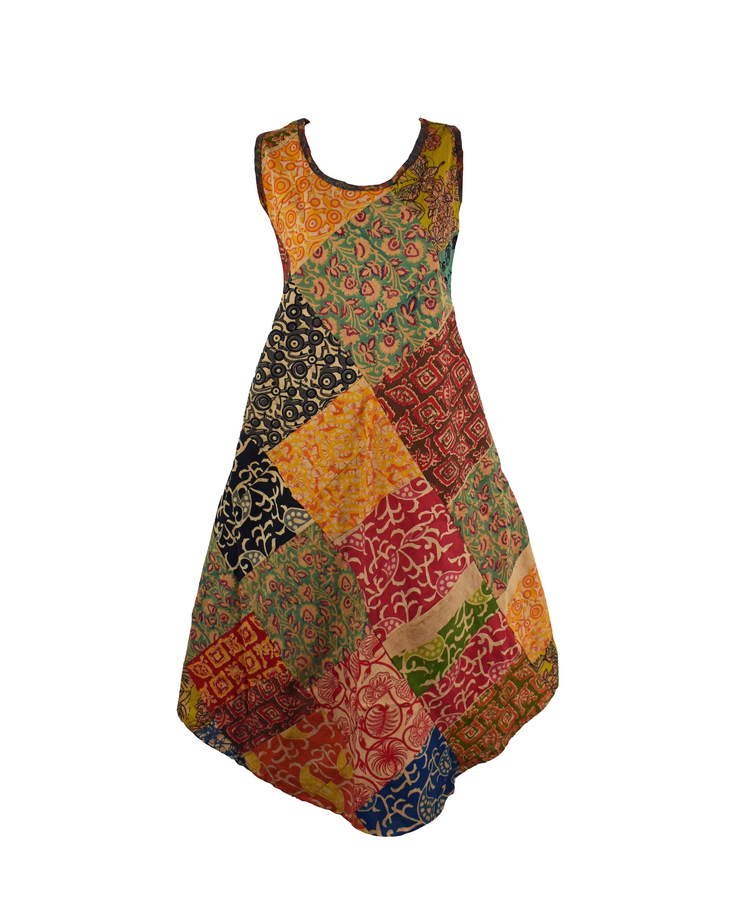 Block Printed Patchwork Cotton Dress