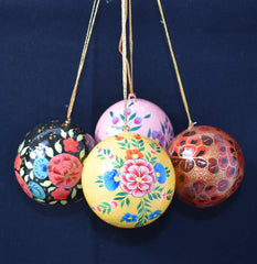 Set of 4 Large Fair Trade Hand-Painted Christmas Baubles