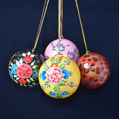 Set of 4 Large Fair Trade Hand-Painted Christmas Baubles
