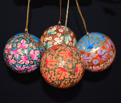 Set of 4 Large Fair Trade Hand-Painted Christmas Baubles