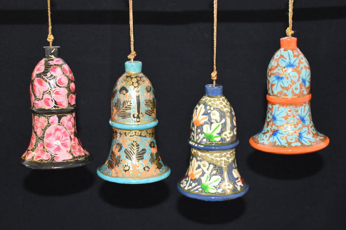 Set of 4 Large Fair Trade Hand-Painted Christmas Hanging Bells
