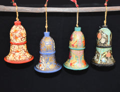 Set of 4 Large Fair Trade Hand-Painted Christmas Hanging Bells