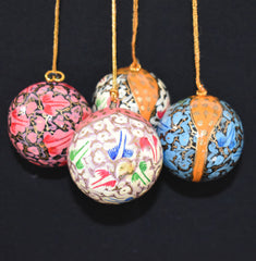 Set of 4 Small Fair Trade Hand-Painted Christmas Baubles