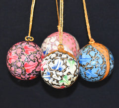 Set of 4 Small Fair Trade Hand-Painted Christmas Baubles
