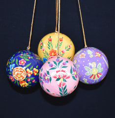 Set of 4 Large Fair Trade Hand-Painted Christmas Baubles