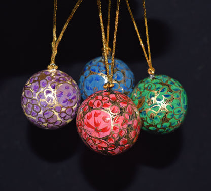 Hand Painted Festive Christmas Baubles x 4