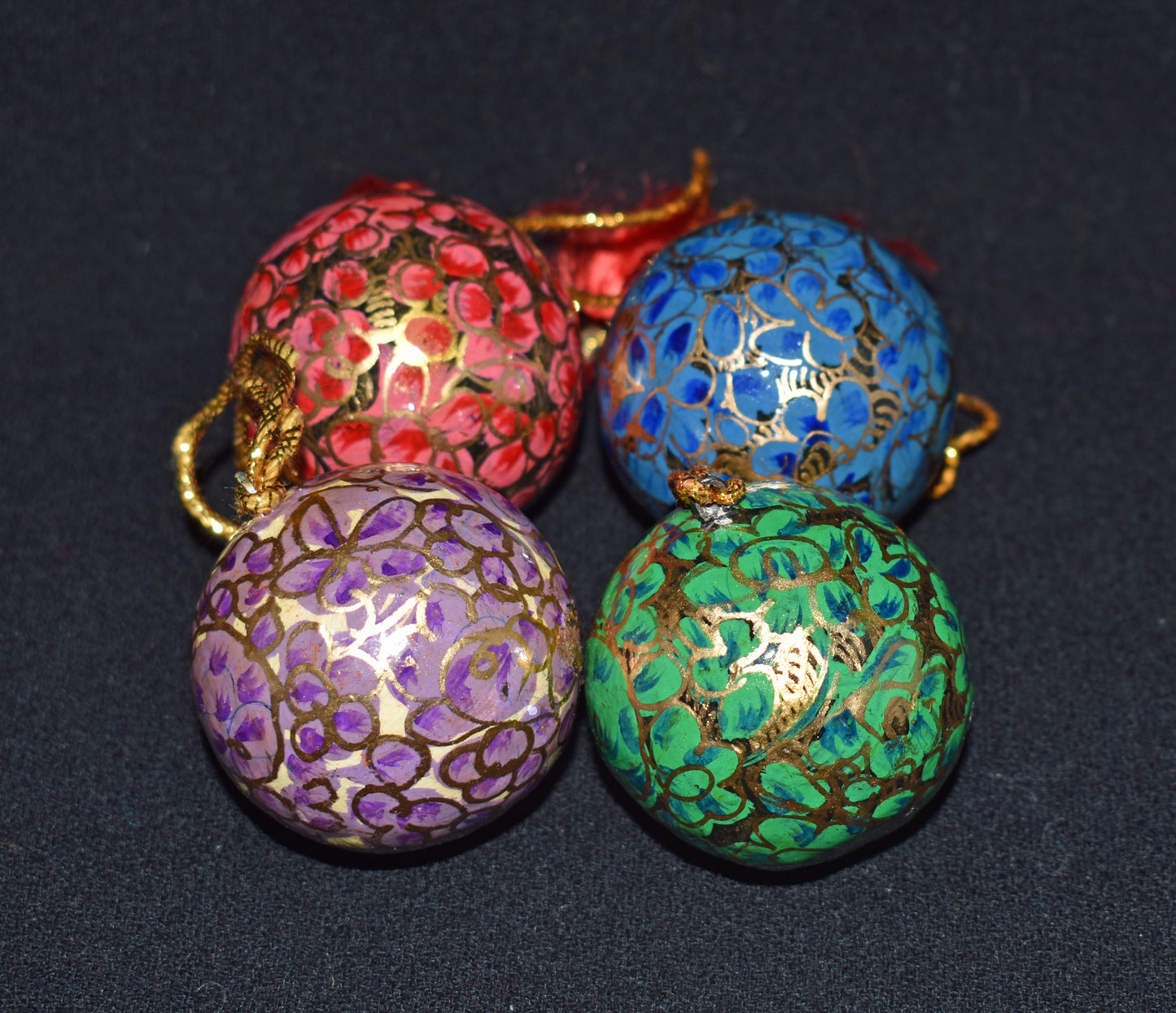 Hand Painted Festive Christmas Baubles x 4