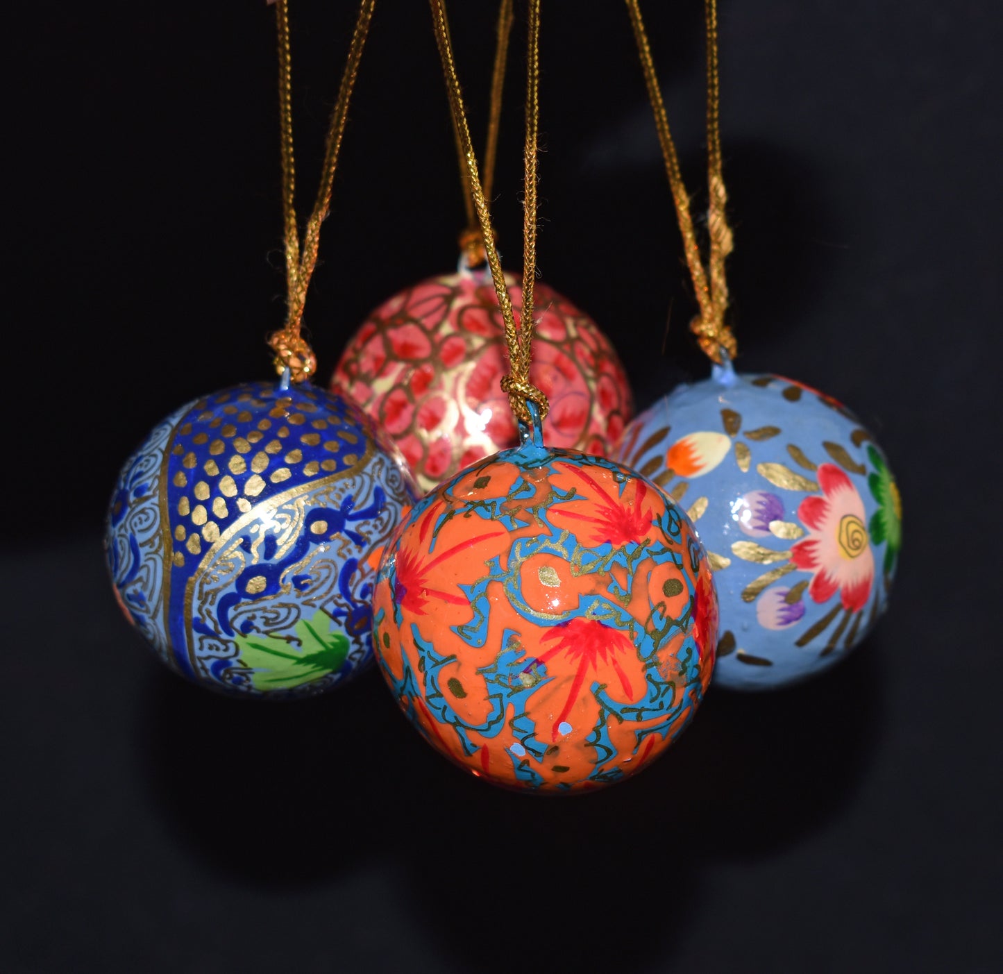 Hand Painted Festive Christmas Baubles x 4