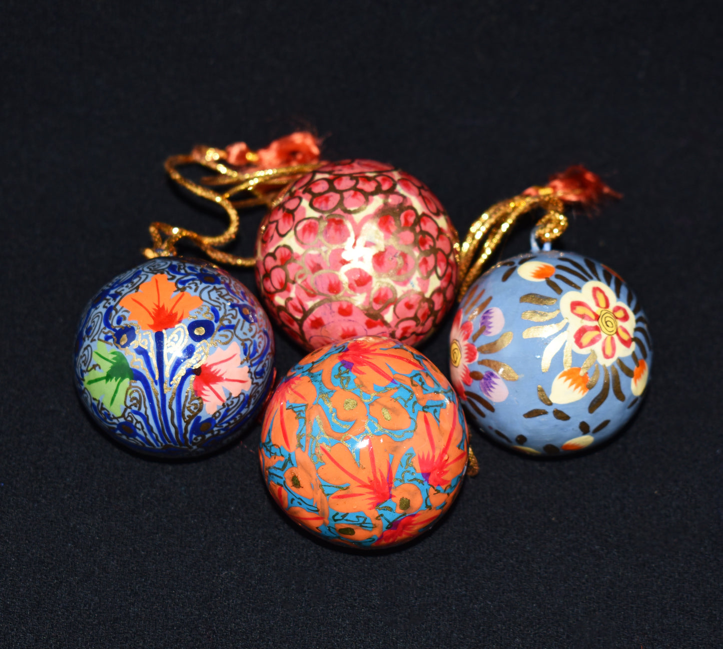 Hand Painted Festive Christmas Baubles x 4