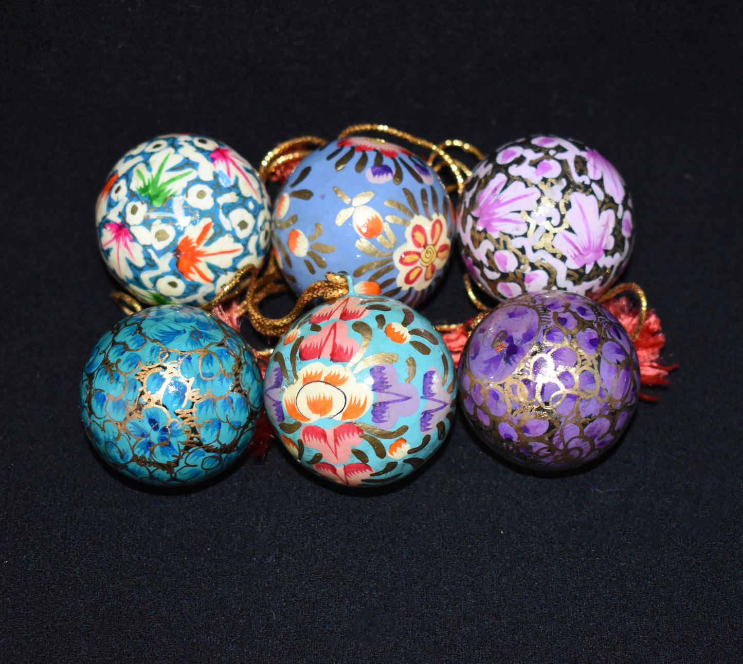 Hand Painted Festive Christmas Baubles x 6