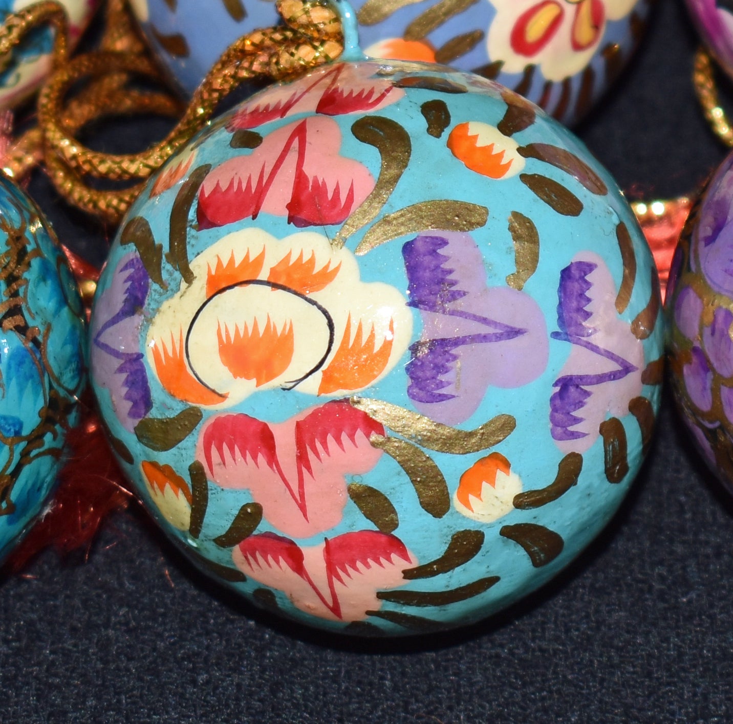 Hand Painted Festive Christmas Baubles x 6