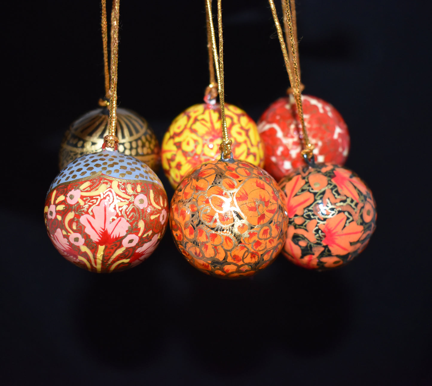 Hand Painted Festive Christmas Baubles x 6