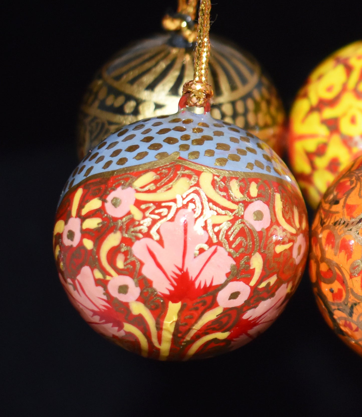 Hand Painted Festive Christmas Baubles x 6