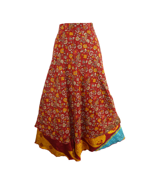 Sari Silk Wrap Skirt M 48"