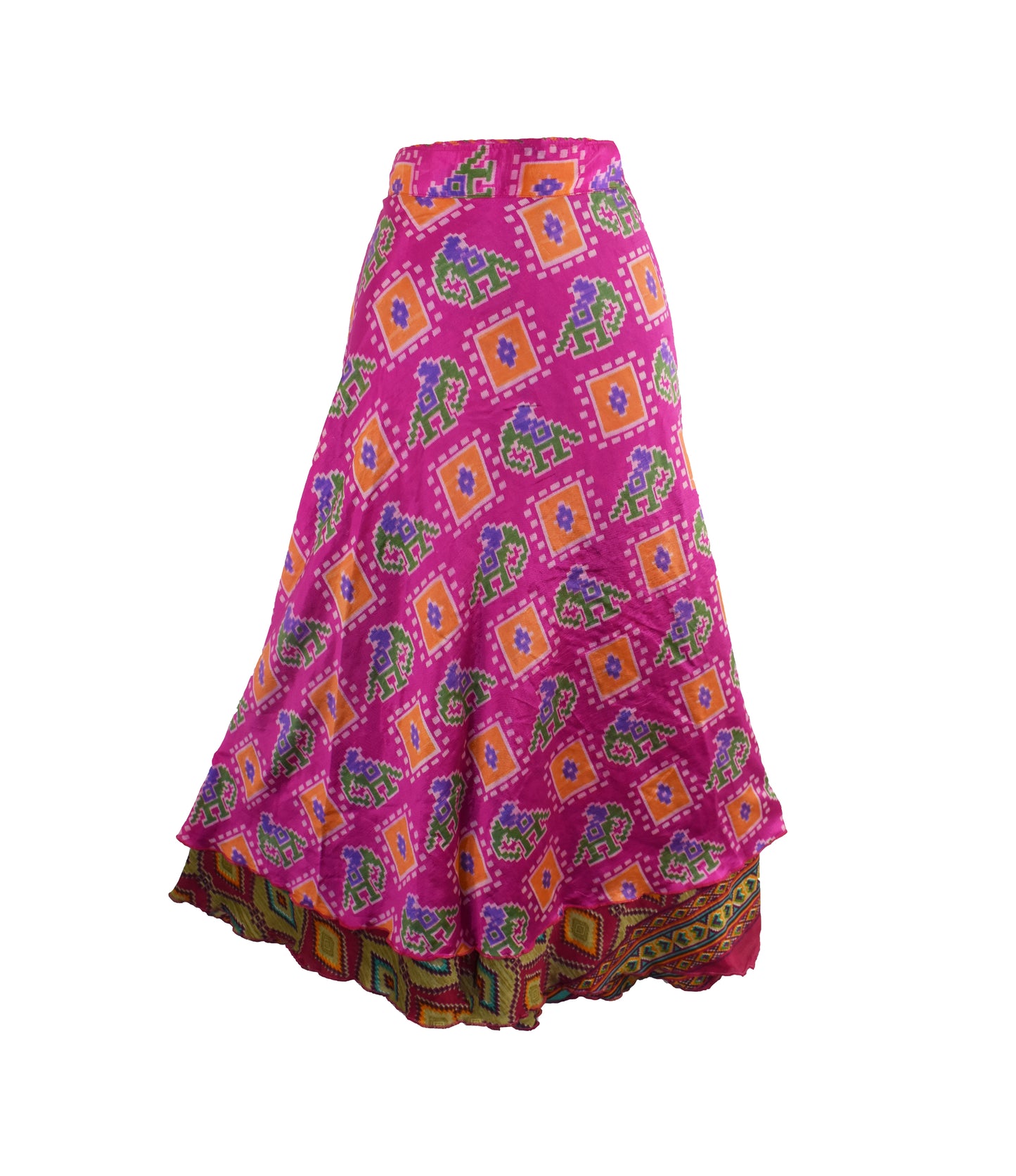 Sari Silk Wrap Skirt M 48"