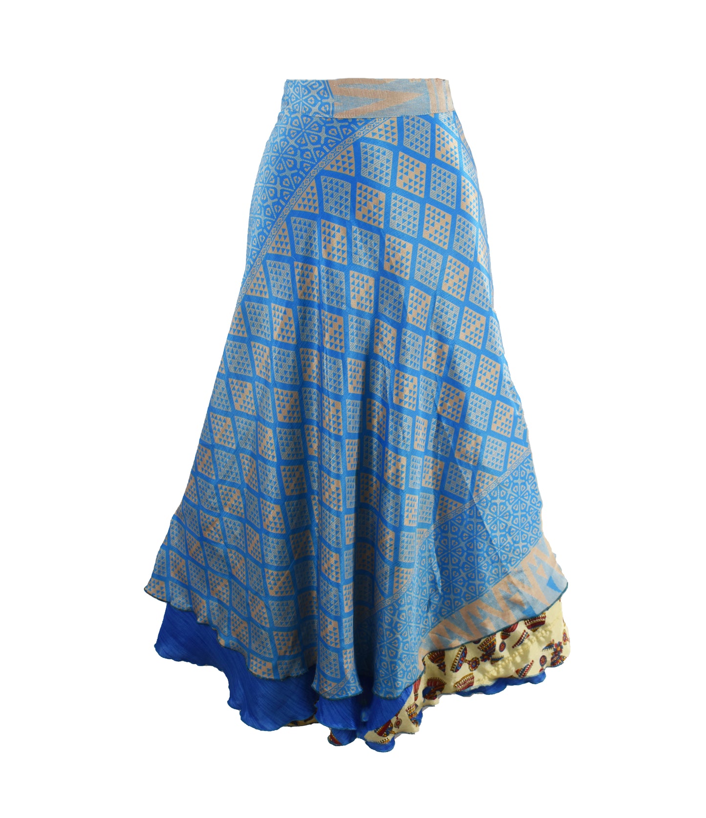 Sari Silk Wrap Skirt M 48"