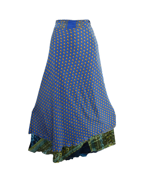 Sari Silk Wrap Skirt M 48"