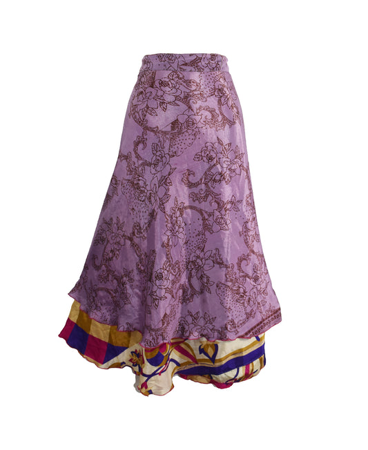 Sari Silk Wrap Skirt M 48"