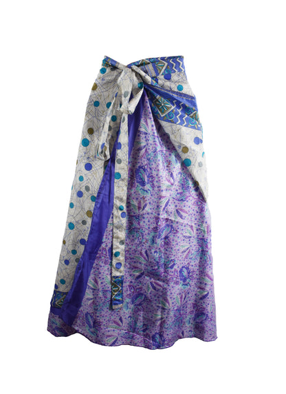 Sari Silk Wrap Skirt M 48"