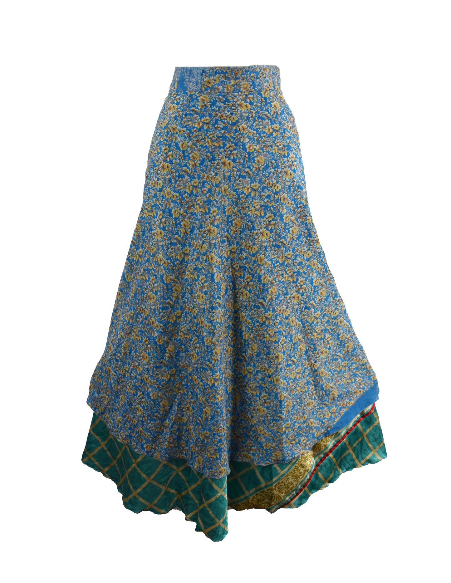 Sari Silk Wrap Skirt M 48"