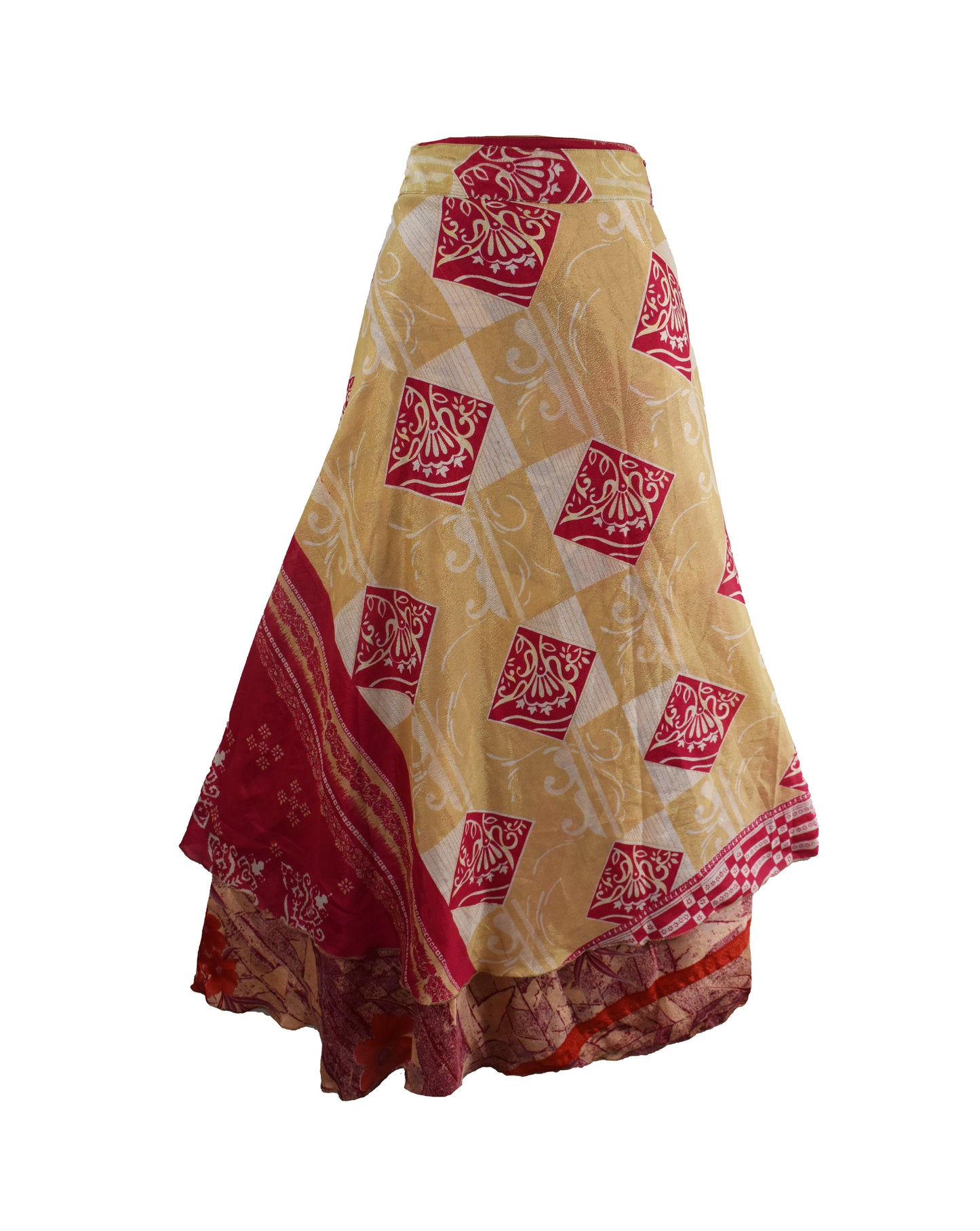 Sari Silk Wrap Skirt M 48"