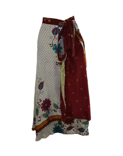 Sari Silk Wrap Skirt M 48"