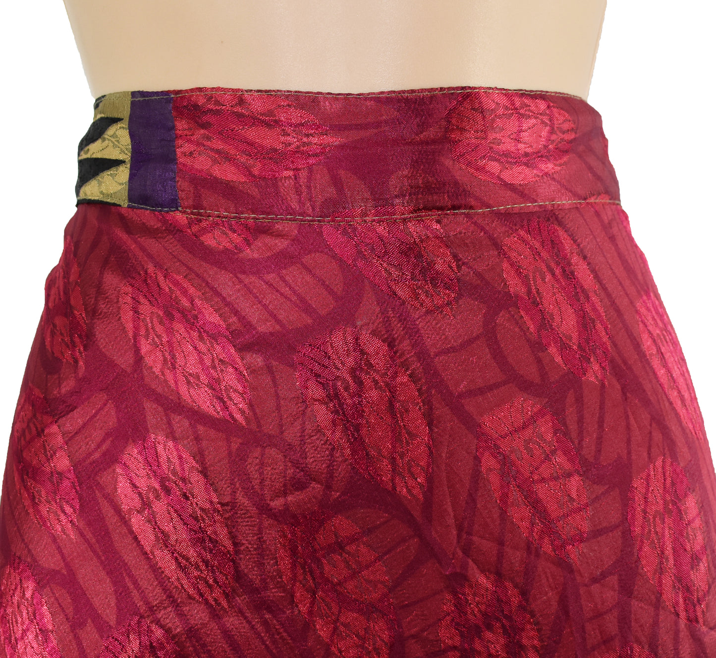 Sari Silk Wrap Skirt M 48"