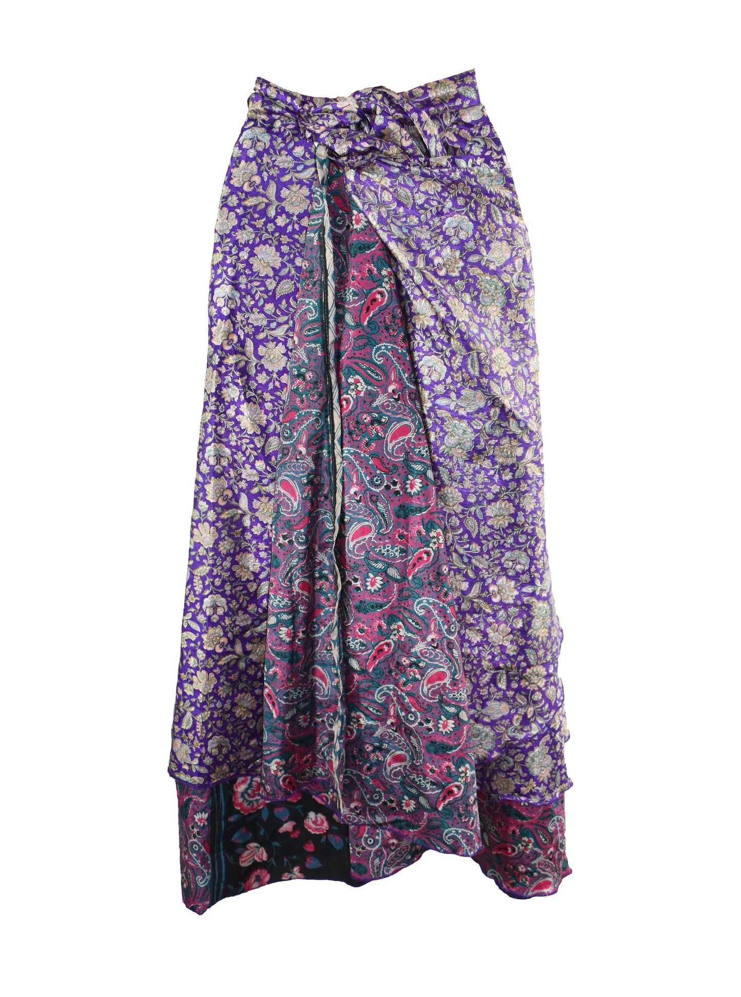 Sari Silk Wrap Skirt M 48"