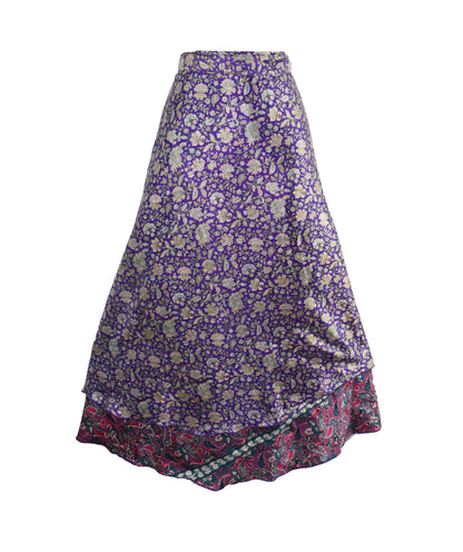 Sari Silk Wrap Skirt M 48"