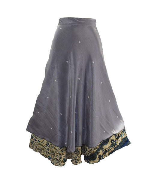 Sari Silk Wrap Skirt M 48"