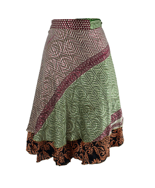 Knee Length Sari Silk Wrap Skirt 48"