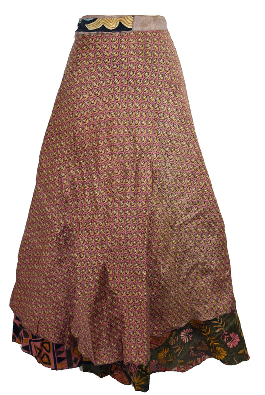 Sari Silk Wrap Skirt M 46"