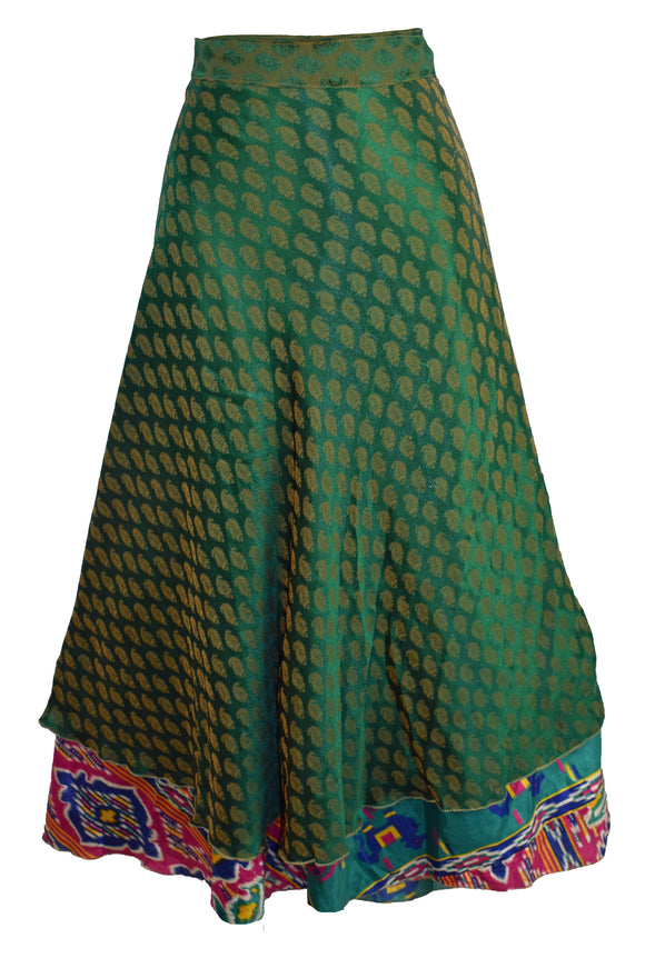 Sari Silk Wrap Skirt M 46