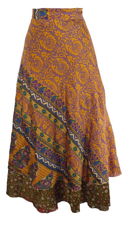 Sari Silk Wrap Skirt S 44"