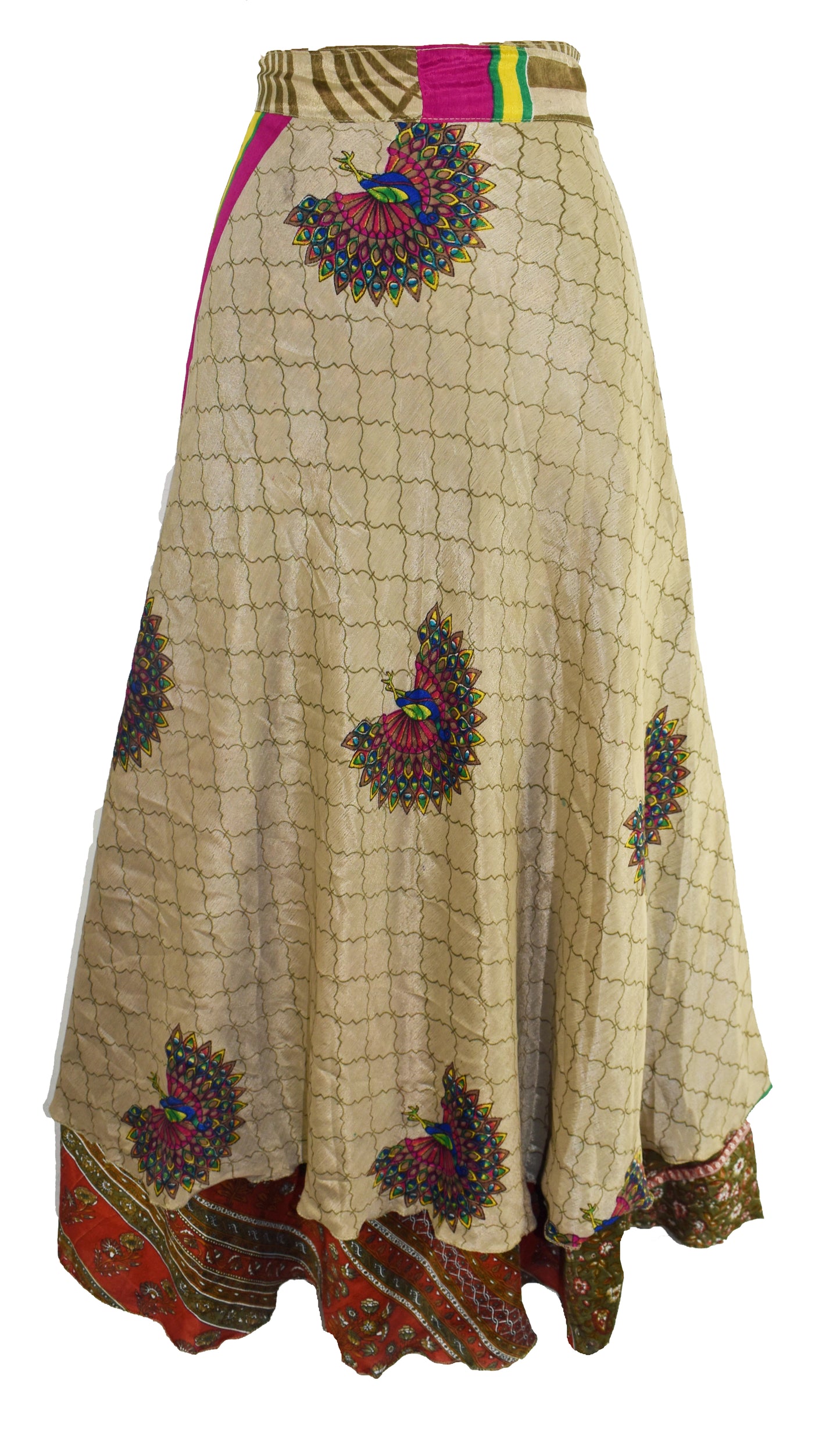 Sari Silk Wrap Skirt S 44"