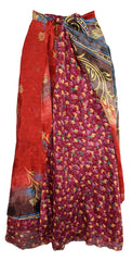 Sari Silk Wrap Skirt M 48"