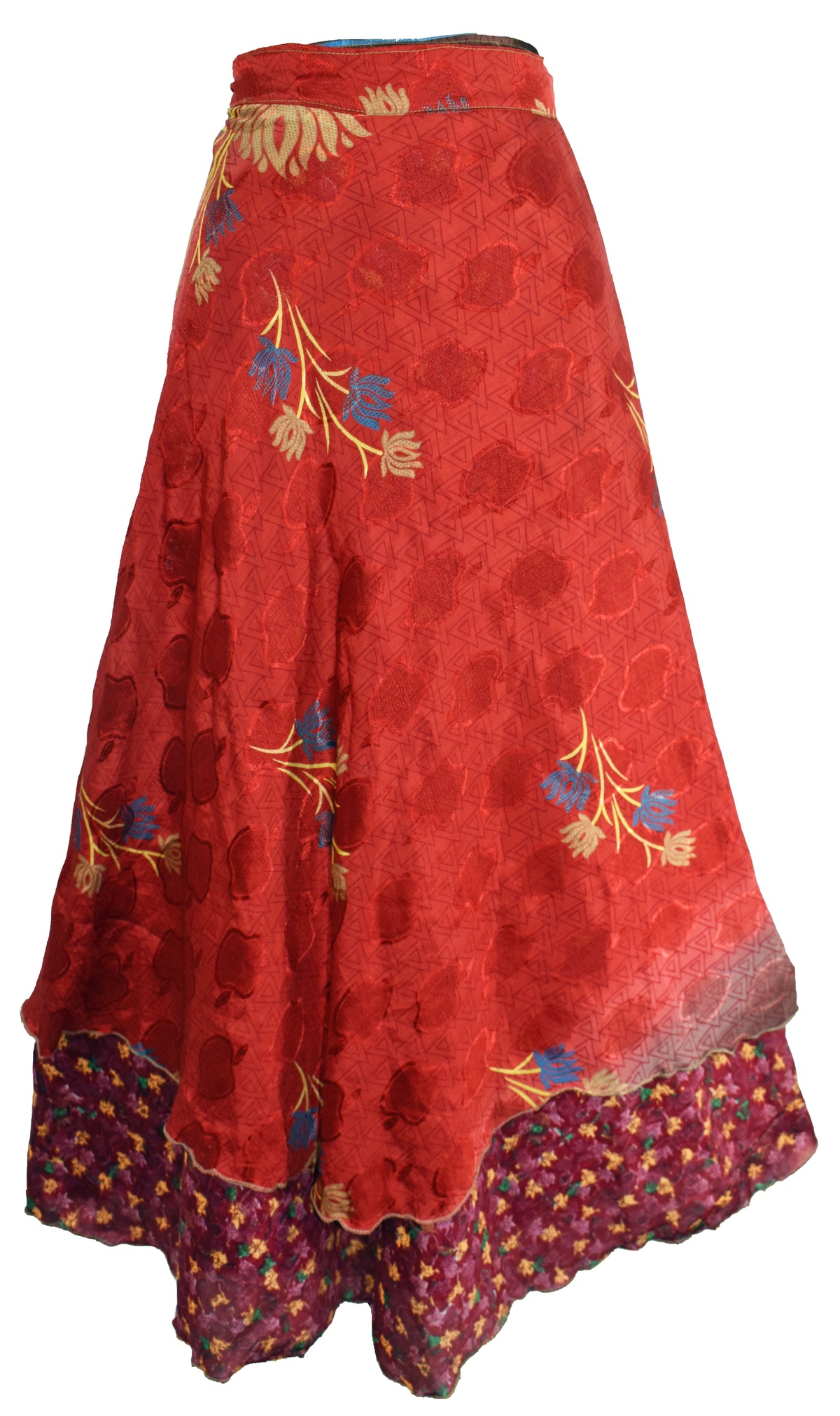 Sari Silk Wrap Skirt M 48"