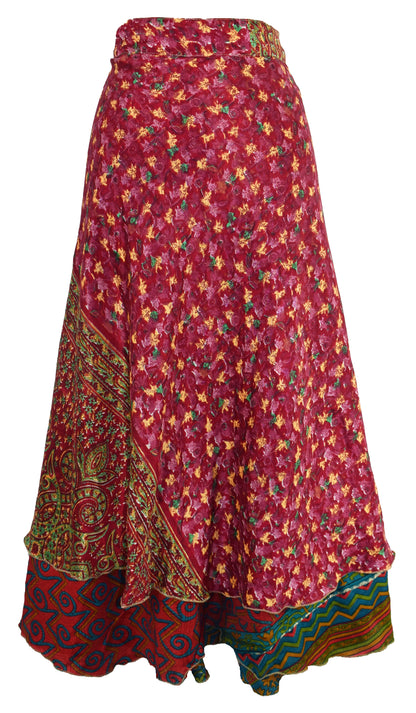 Sari Silk Wrap Skirt M 48"