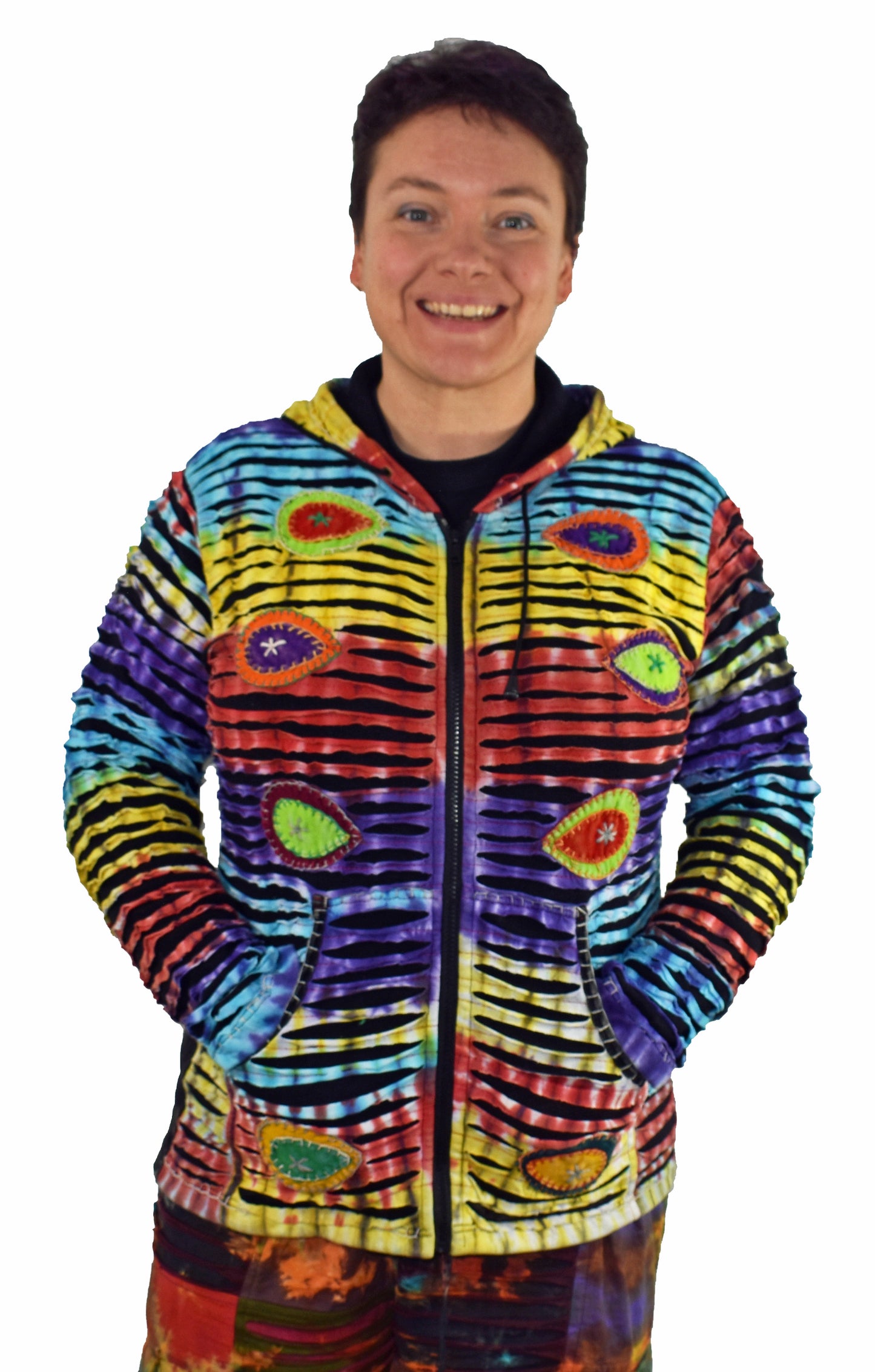 Rainbow Tie Dye Zip Hooded Jacket