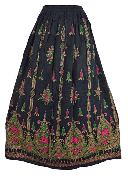 Gold Printed Rayon Indian Skirt