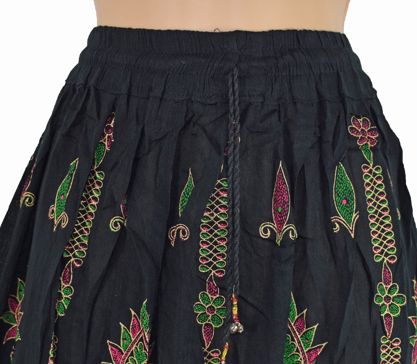 Gold Printed Rayon Indian Skirt