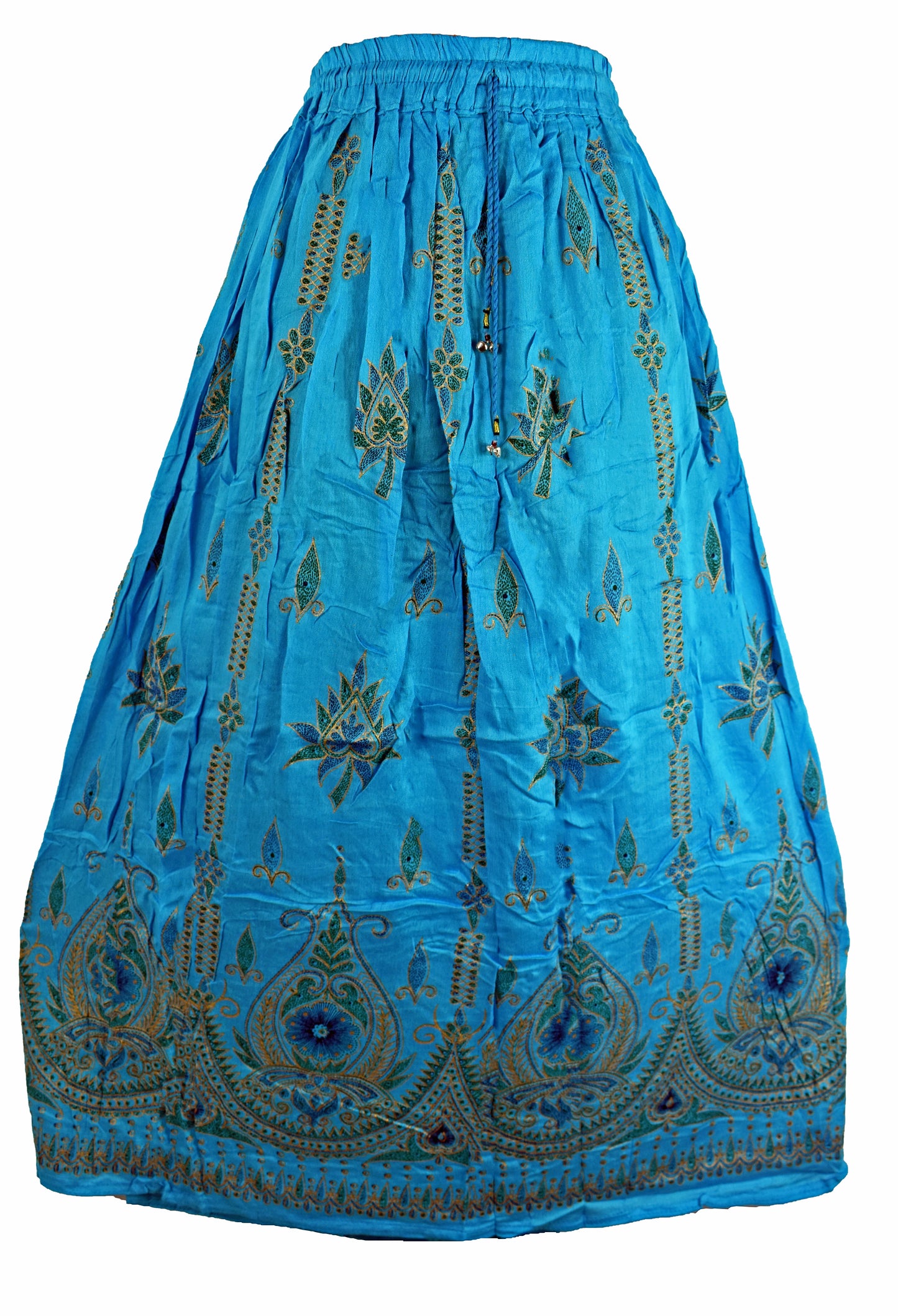 Gold Printed Rayon Indian Skirt