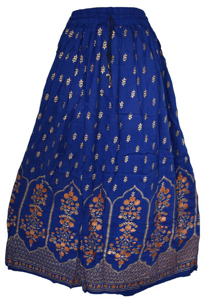 Gold Printed Rayon Indian Skirt