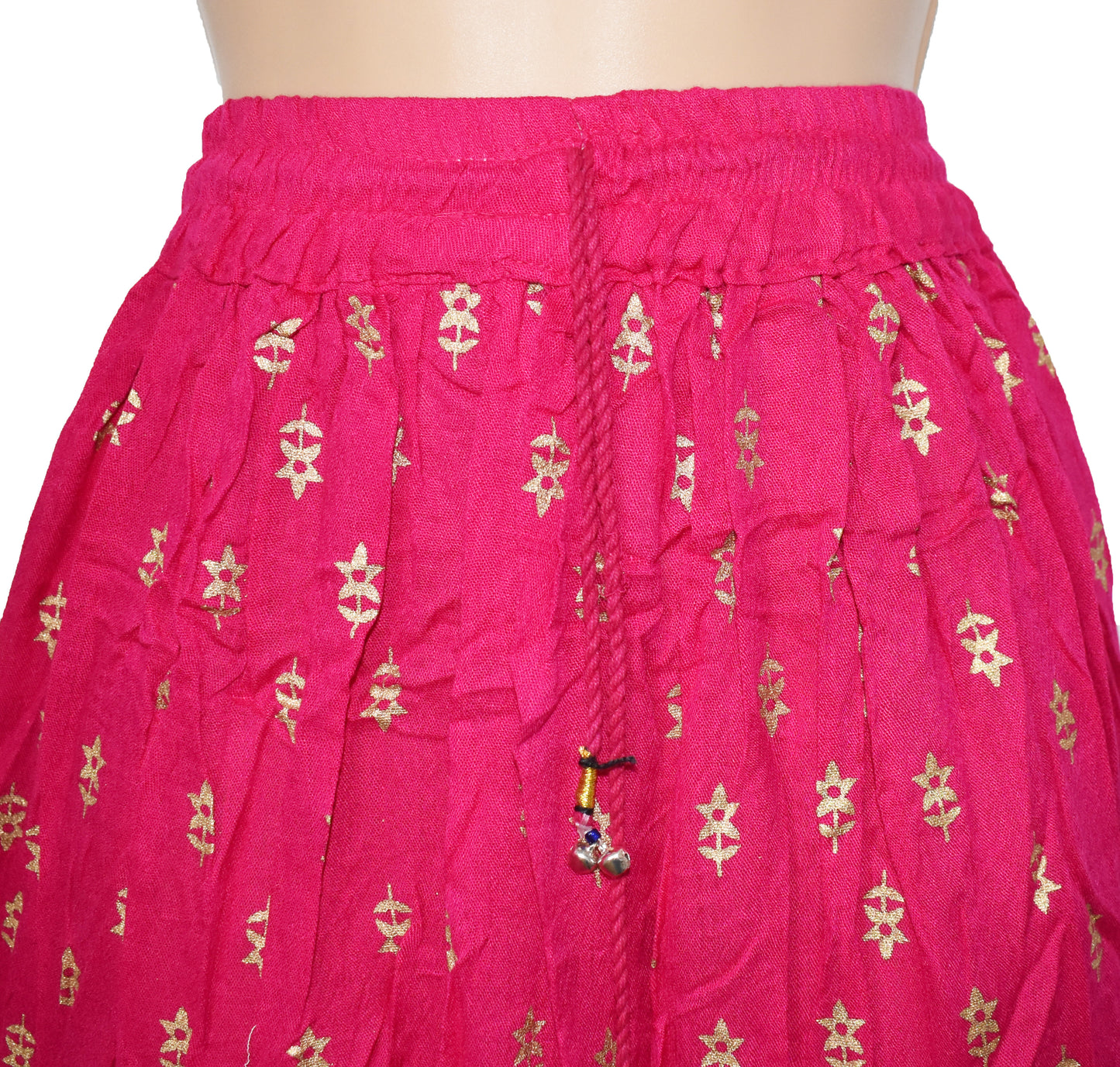 Gold Printed Rayon Indian Skirt