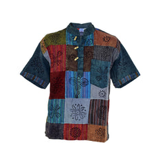 Patchwork Cotton Short Sleeve Shirt