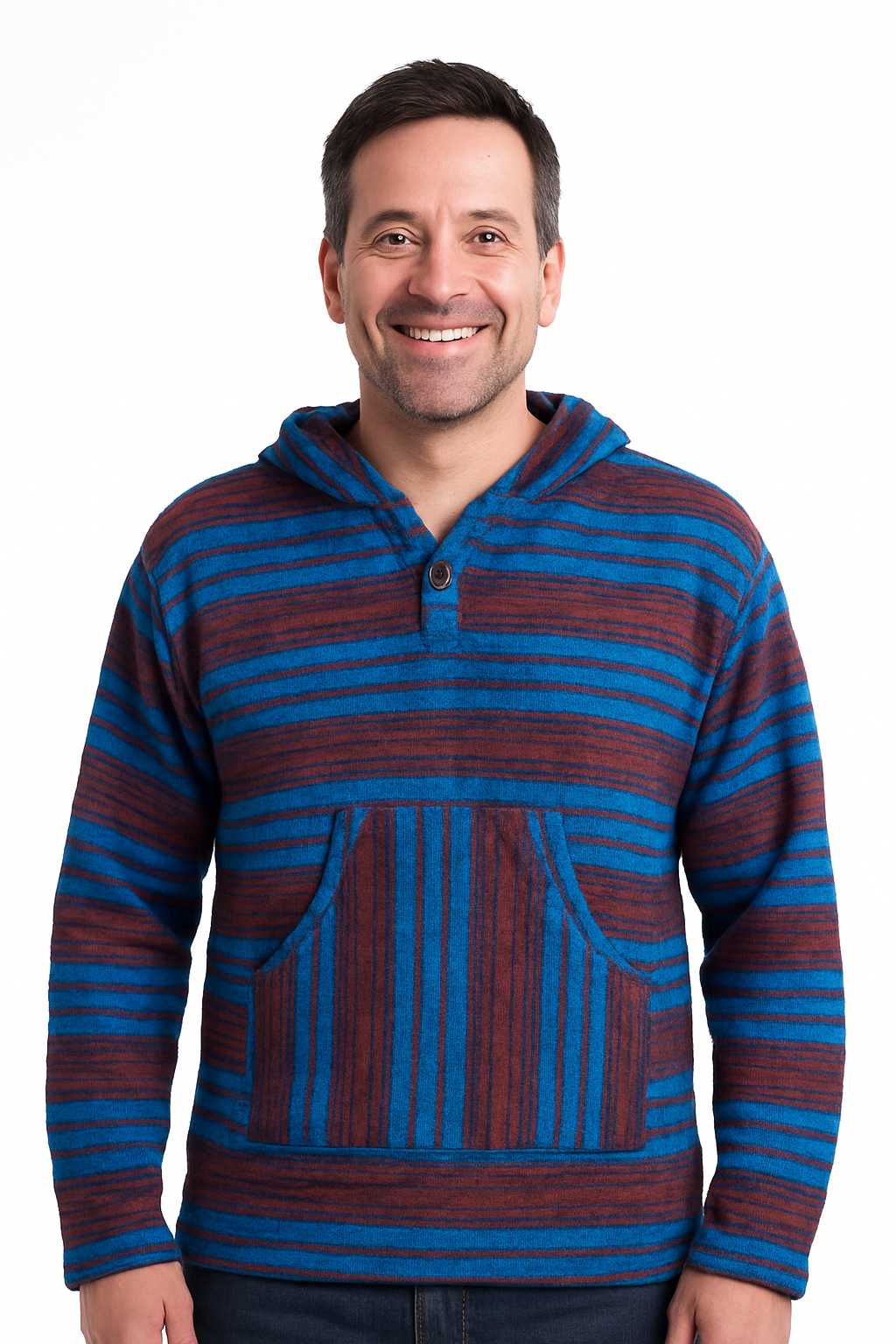 Striped Pattern Acrylic Fleece Hoody