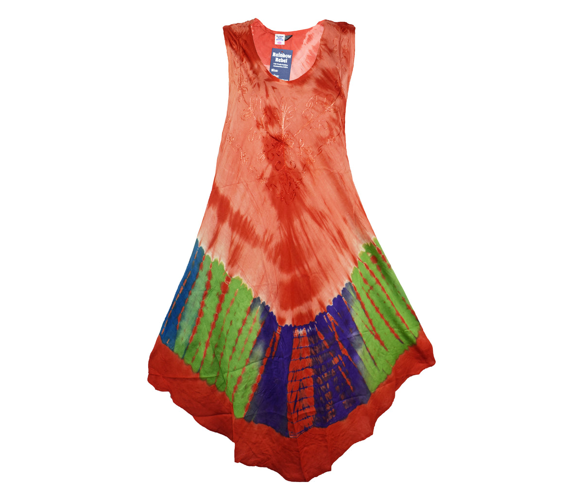 Tie Dye Embroidered Umbrella Dress
