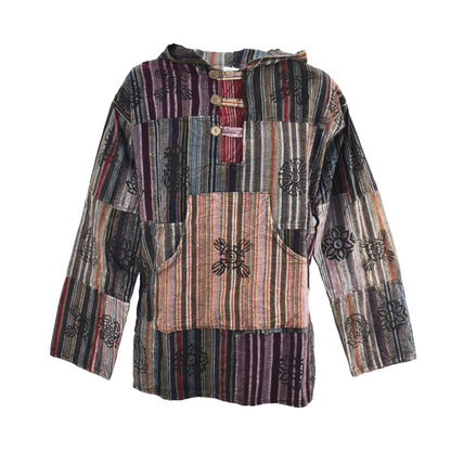 Patchwork Printed Hooded Cotton Top