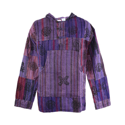 Patchwork Printed Hooded Cotton Top