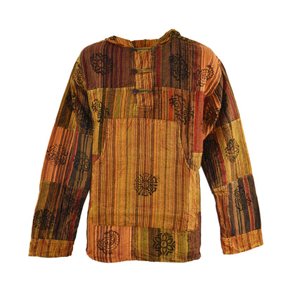 Patchwork Printed Hooded Cotton Top